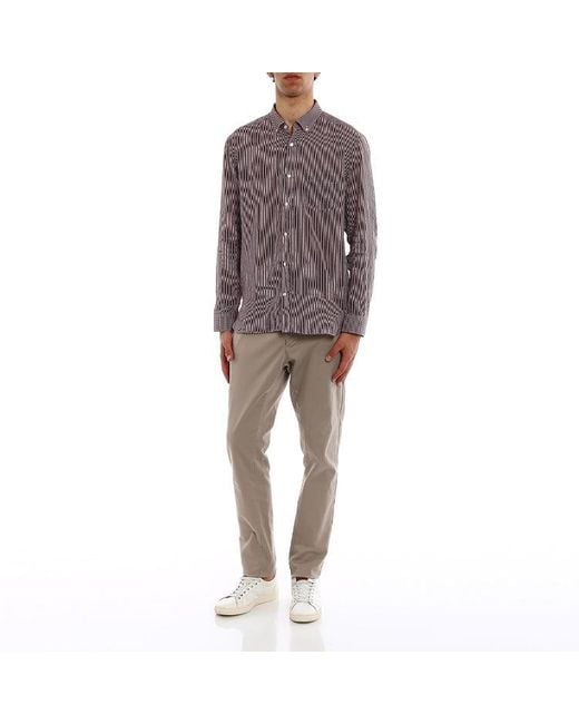Burberry Brown Plaid Full Print Long Sleeves Shirt for men