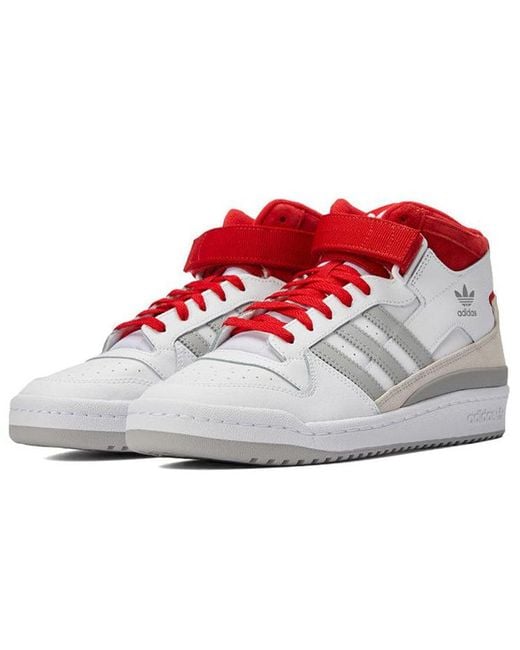 Adidas White Forum Mid Scarlet' for men