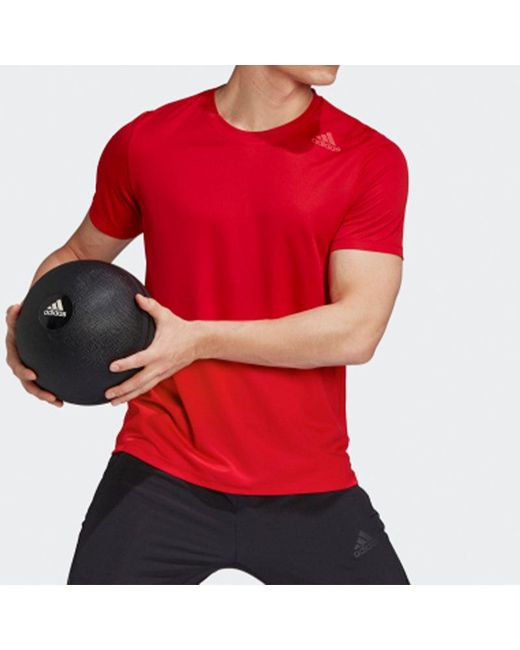Adidas Red Soccer/Football Training Sports Round Neck Short Sleeve for men
