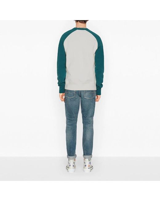 Dior Blue X Kenny Scharf Jointly Signed Fw21 Letter Embroidery Round Collar Sports for men