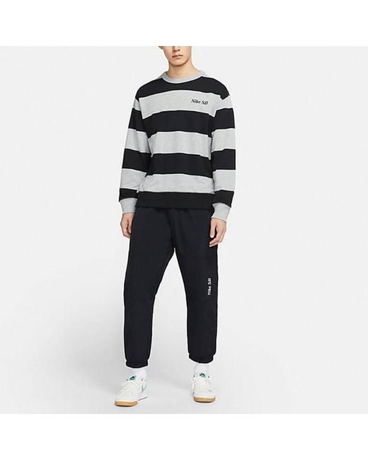 Nike Black Sb Skateboard Striped Skate Sports Crew-Neck for men