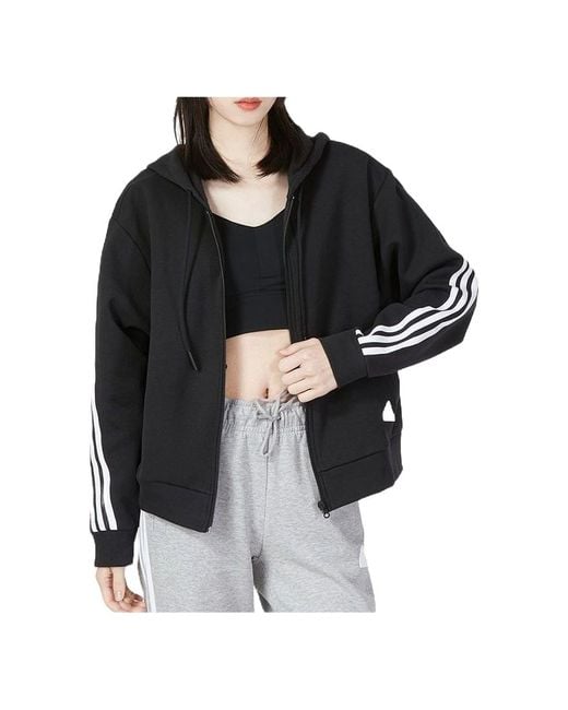 Adidas Black (Wmns) Future Icons 3-Stripes Full-Zip Hoodie