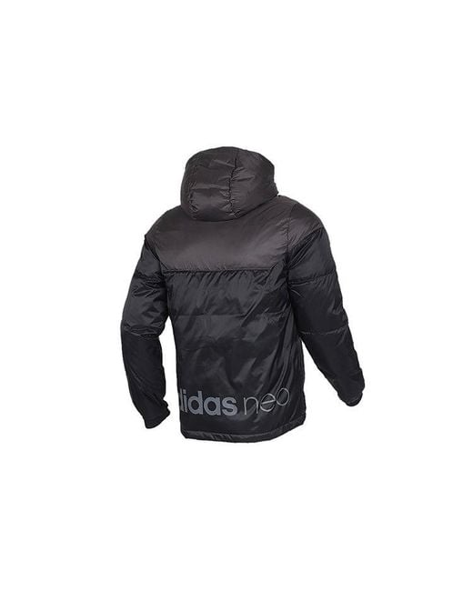 Adidas Blue Neo Solid Color Stay Warm Hooded Sports Down Jacket for men