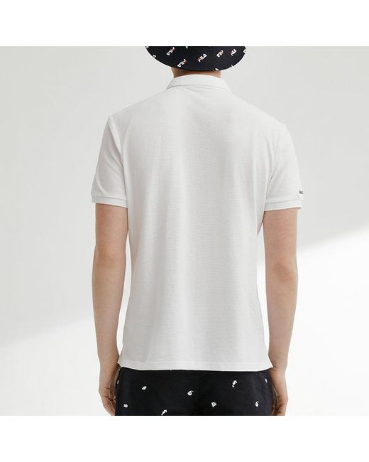 Fila White Subject Embroidered Printing Short Sleeve Polo Shirt for men