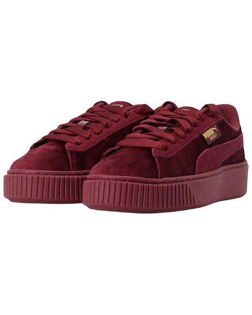 PUMA Red (Wmns) Platform Velvet Low-Top Sneakers