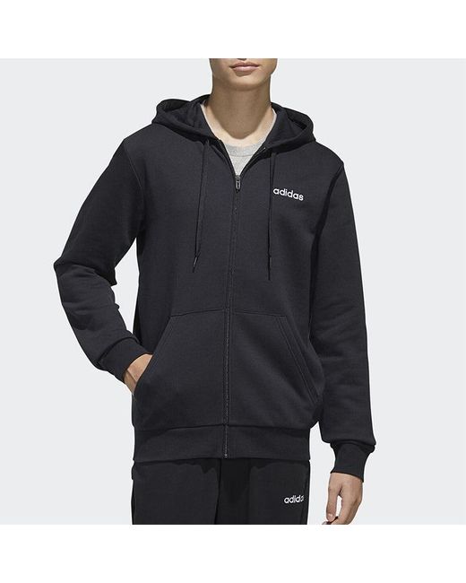 Adidas Blue Knitted Hooded Casual Sports Jacket for men