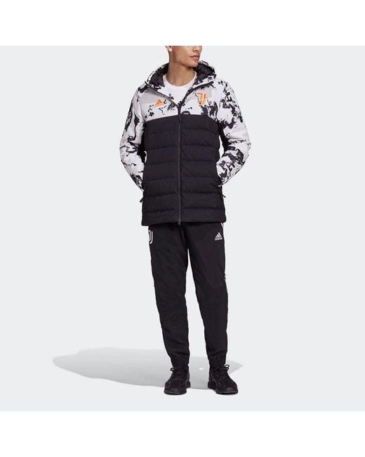 Adidas Blue Juventus Soccer/Football Sports Colorblock Hooded Down Jacket Colorblock for men
