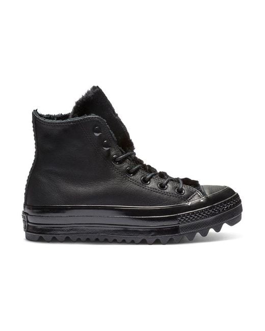 Converse Black (Wmns) Chuck Taylor All Star Street Warmer Ripple High Top Thick Sole