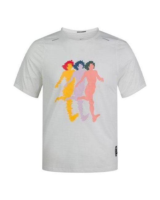 Nike Gray Dri-Fit Rise 365 A.I.R Artist Pattern Running Short Sleeve T-Shirt for men