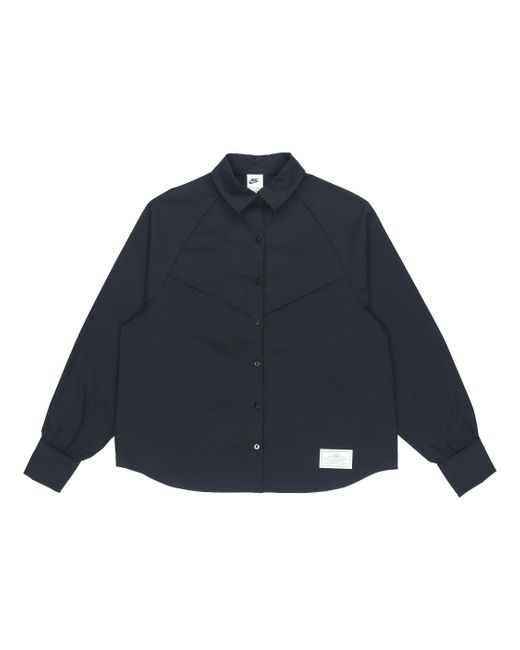 Nike Blue (Wmns) Sportswear Icn Clsh Wvn Ls Top Long Sleeved Shirt