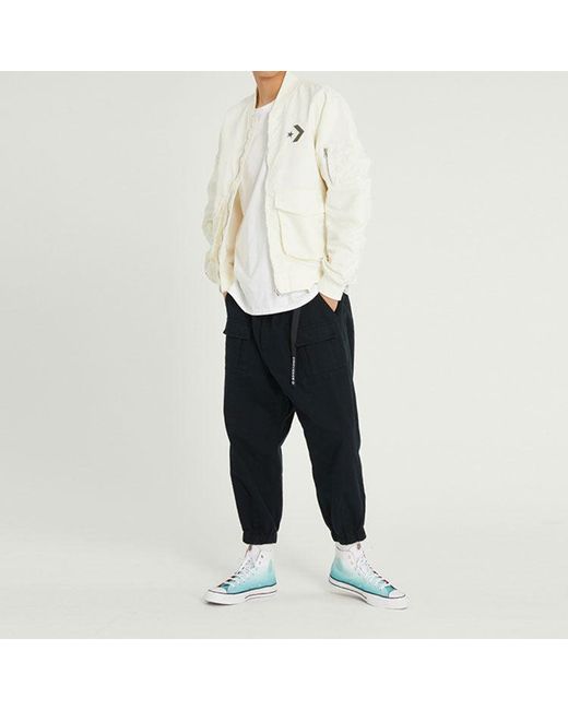 Converse Black Solid Color Woven Bundle Feet Lacing Casual Pants/Trousers for men