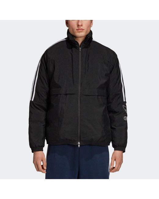 Adidas Black Originals Outline Tref Lg Stay Warm Sports Stand Collar Down Jacket for men