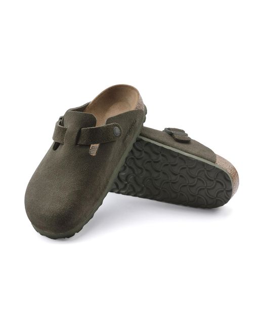 Birkenstock Brown Boston Suede Leather Regular 'Suede Moss' for men