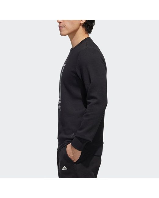 Adidas Blue Wj Crew Logo Printing Pullover Round Neck for men