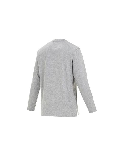 Adidas Gray Y-3 Logo Pattern Micro Mark Casual Long Sleeves Round Neck T-Shirt for men