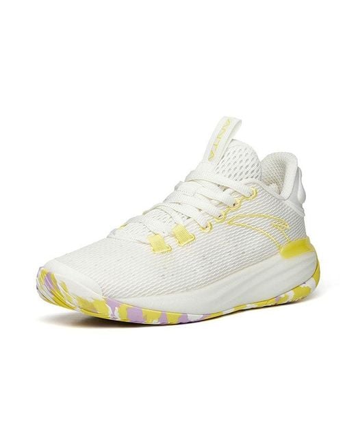 Anta White Light Cement Bubble 2 Cushioned Basketball Shoes for men