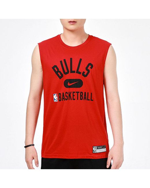 Nike Red Dri-Fit Chicago Bulls Training Sports Quick Dry Sleeveless T-Shirt for men