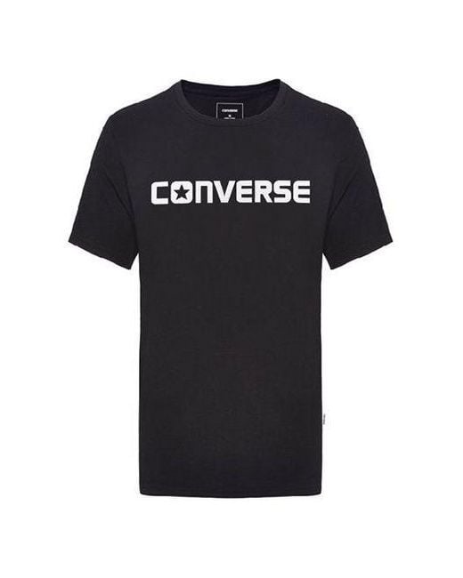 Converse Black Pure Cotton Alphabet Short Sleeve for men