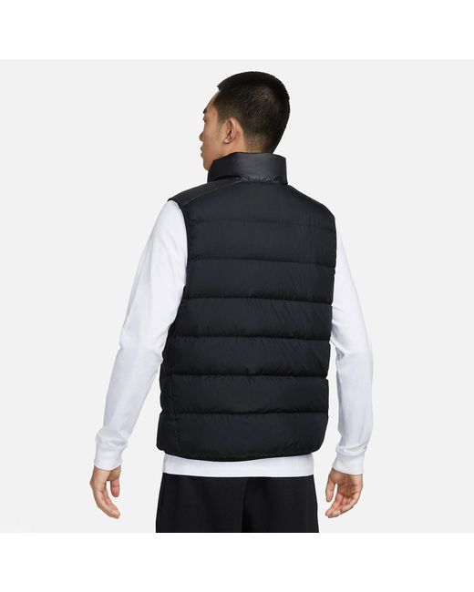 Nike Black Windproof Warm Stand Collar Down Vest for men