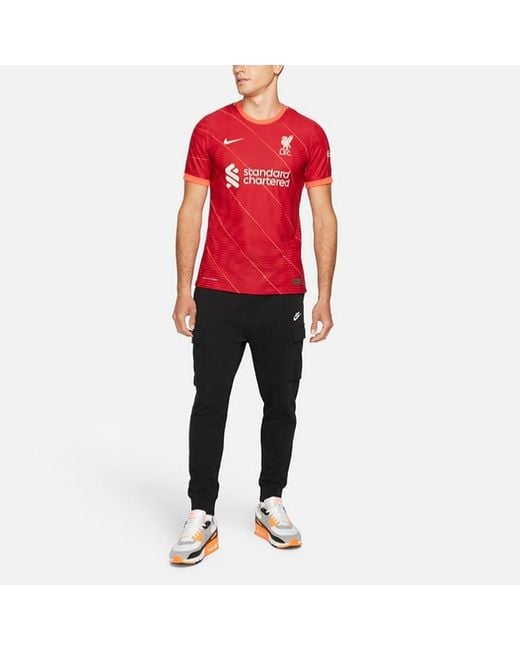 Nike Red Sports Soccer/Football Jersey Au Player Edition 21-22 Season Liverpool Home for men