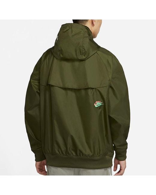 Nike Green Embroidered Logo Sports Woven Hooded Jacket for men