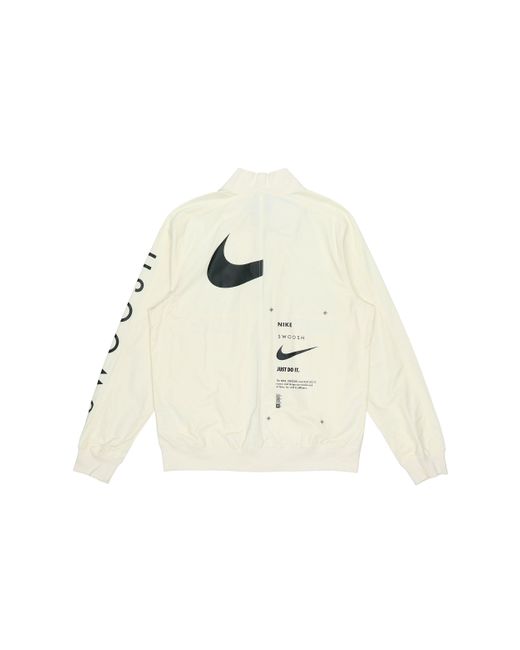 Nike White Sportswear Swoosh Logo Print Sports Jacket for men