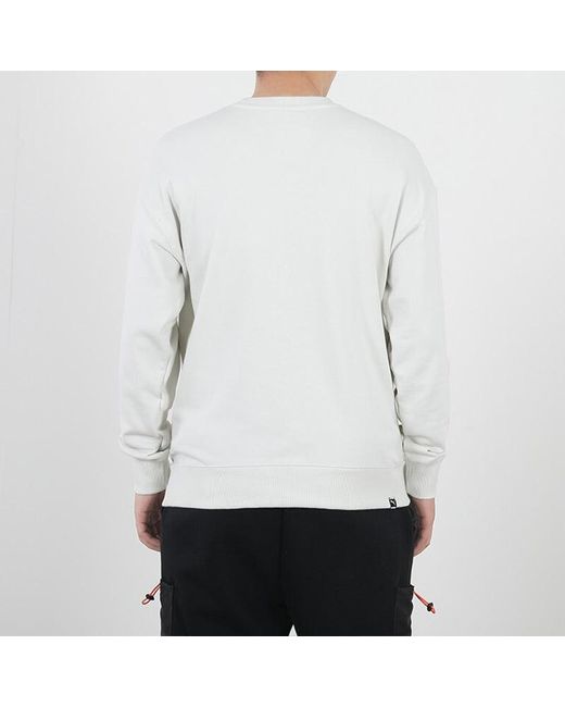 PUMA White Downtown Crew Casual Round Neck Pullover Long Sleeves for men