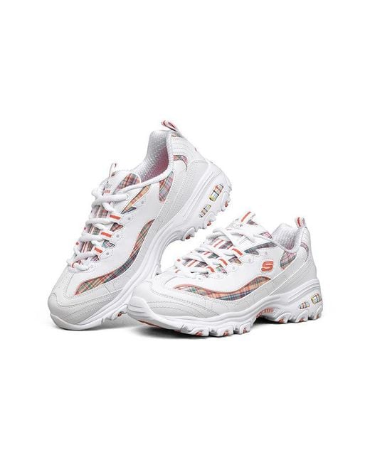 Skechers White (Wmns) D Lites 1.0 Low Top Running Shoes