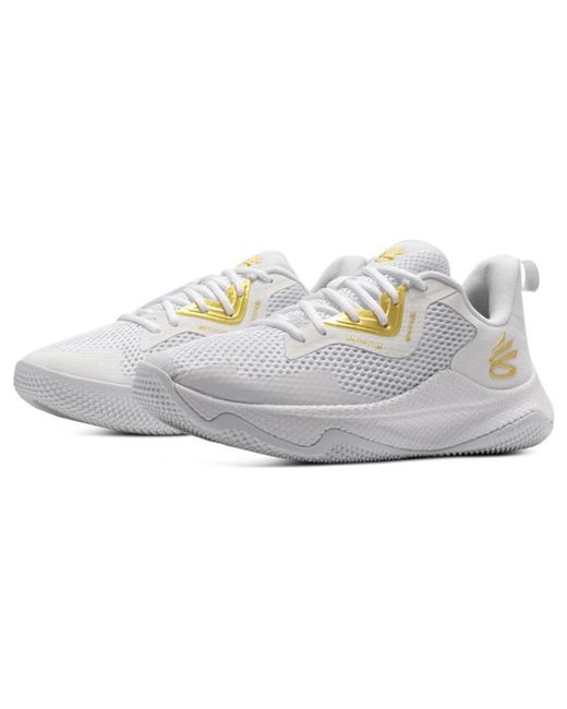 Under Armour White Curry 3 Hovr Splash Metallic' for men