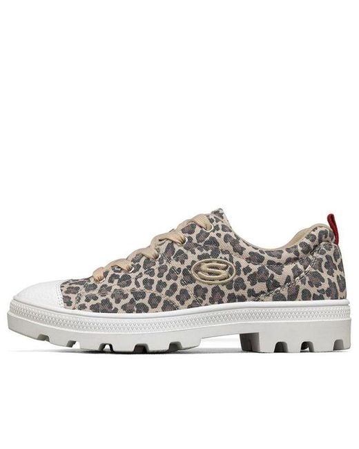 Skechers White (Wmns) Roadies Low-Top Canvas Shoe Leopard