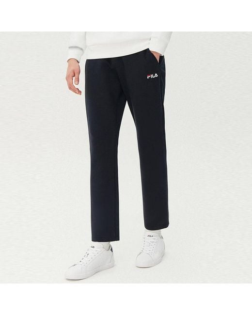 Fila Blue Straight Casual Pants Stay Warm Sports Knit Long Pants for men