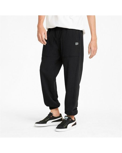 PUMA Black Logo Downtown Sweatpants for men
