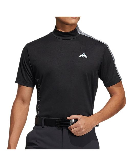 Adidas Black Colorblock Golf Sports Half Turtleneck Short Sleeve T-Shirt for men