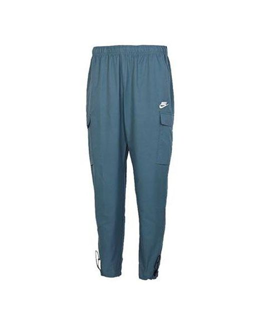 Nike Blue Sportswear Logo Small Label Embroidered Woven Cargo Long Pants for men