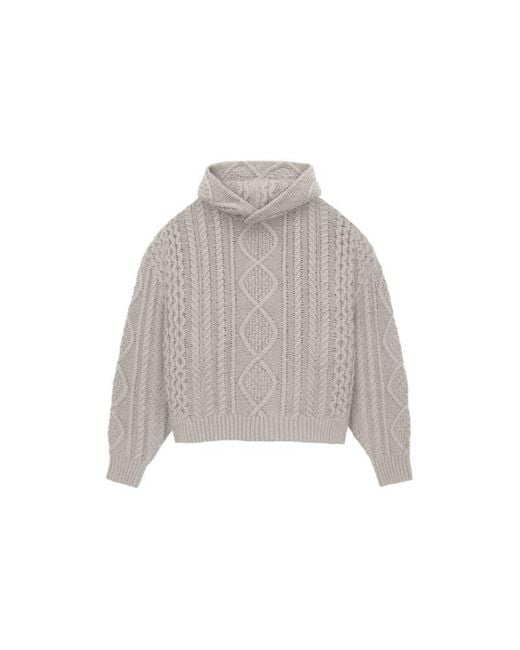 Fear Of God Gray Fw23 Cable Knit Hoodie Cloud' for men