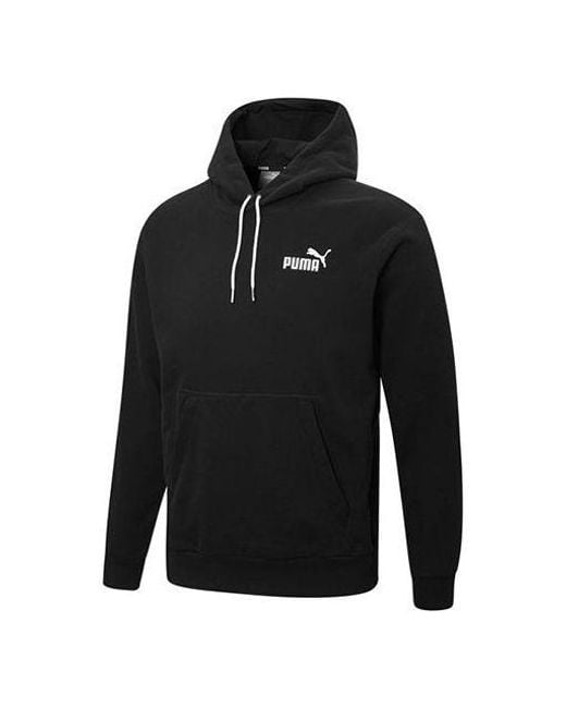PUMA Black Ess + Contrasting Colors Chest Embroidered Logo for men