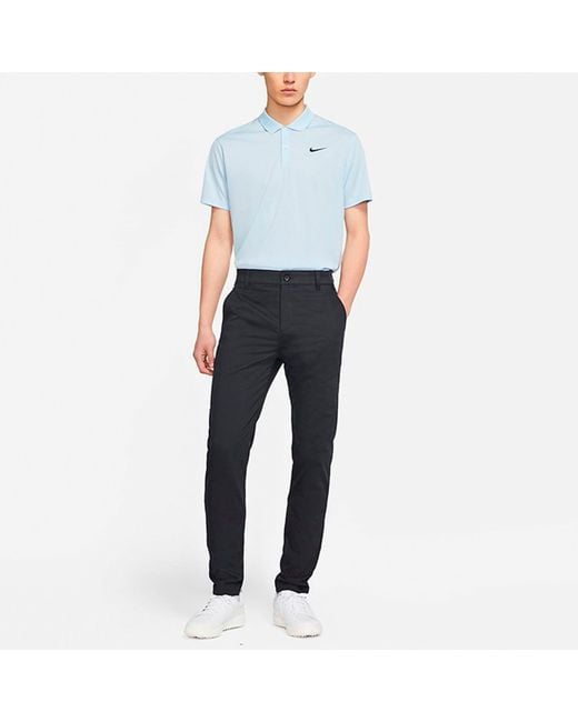 Nike Blue Dri-Fit Victory Logo Quick Dry Breathable Sports Short Sleeve Polo Shirt Light for men
