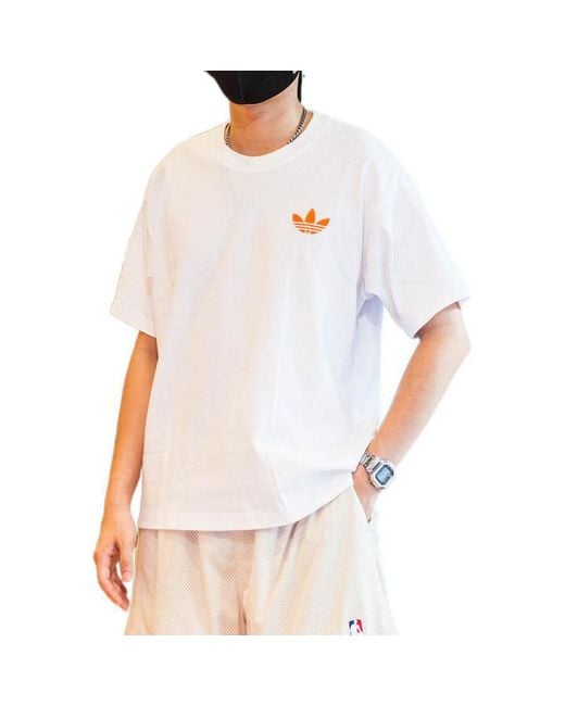 Adidas White Originals Cotton Logo Short Sleeve T-Shirt for men