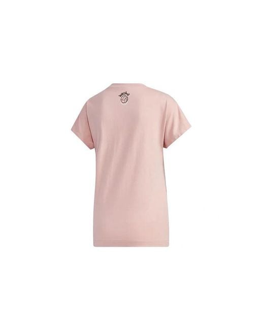 Adidas Pink (Wmns) Neo Panda Tee Printing Loose Short Sleeve