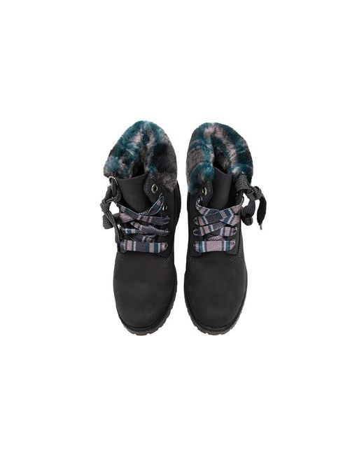 Timberland Black (Wmns) Lindon Woods 6 Inch Waterproof Boot 'Dark Nubuck And Printed Collar'