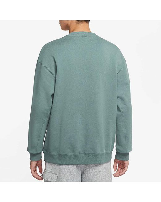 Nike Blue French Terry Swoosh 4 Embroidered Round Neck Sports Pullover Autumn for men
