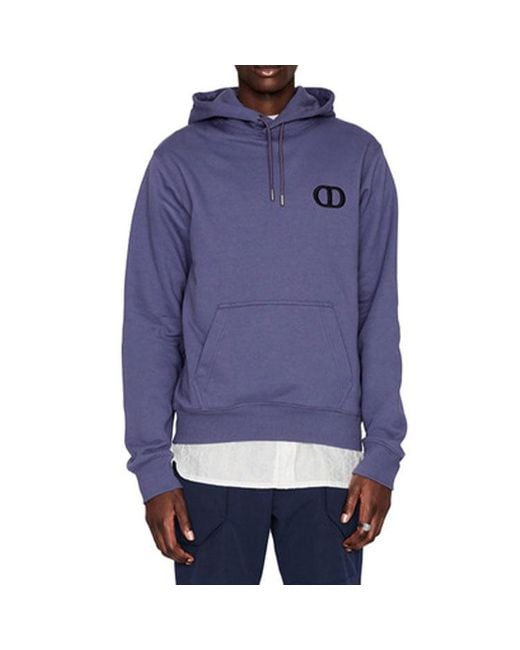 Dior Blue Fw21 Logo Alphabet Embroidered Solid Color Pullover for men