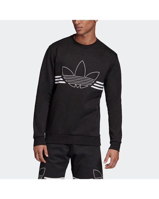 Adidas Blue Originals Outline Crw Flc Casual Loose Round Neck for men