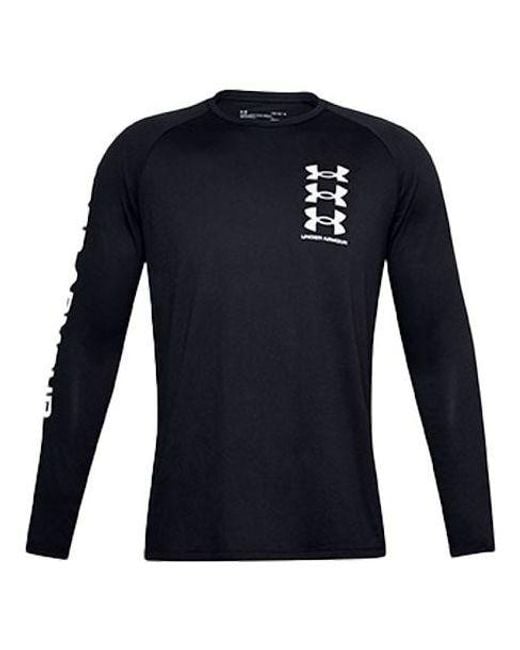 Under Armour Blue Tech Triple Logo Long Sleeve Shirt for men