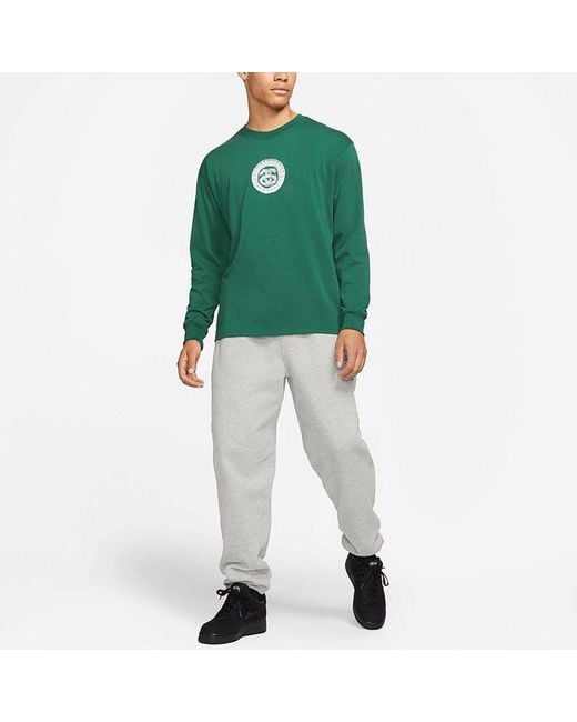 Nike Green X Stussy Crossover Logo Round Neck Pullover Sweatshirt for men