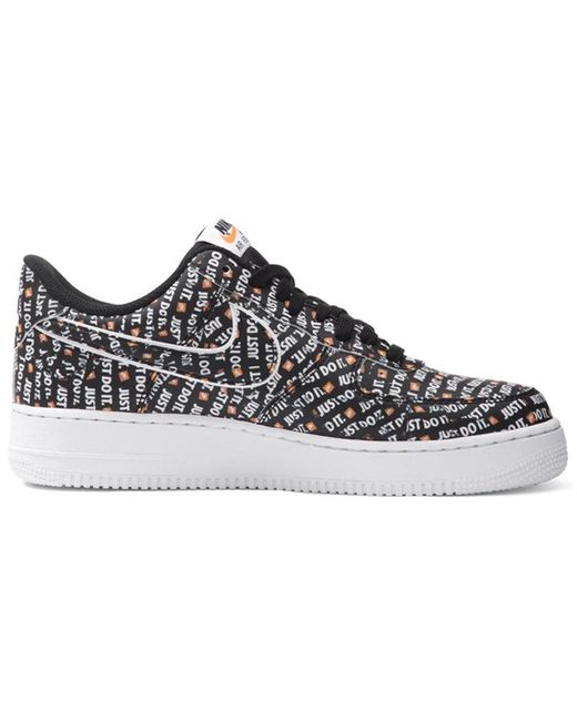 Nike Black Air Force 1 Low '07 Lv8 'Just Do It' for men