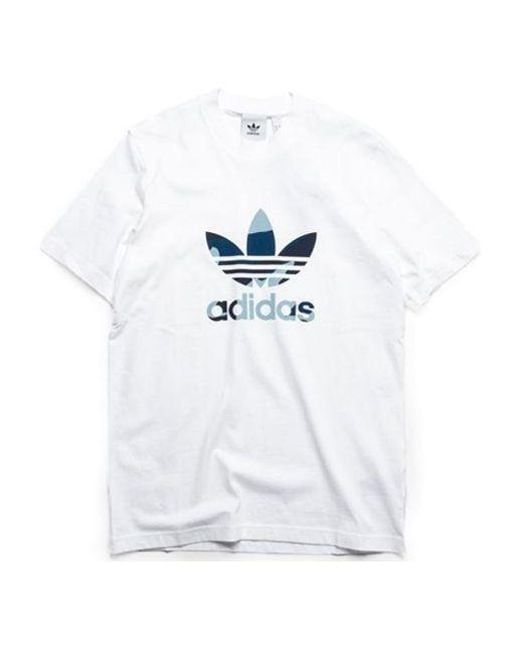 Adidas White Originals Camouflage Logo Printing Short Sleeve for men