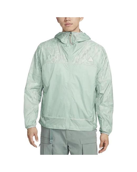 Nike Blue Acg Cinder Cone Pattern Splicing Solid Color Zipper Hooded Jacket for men