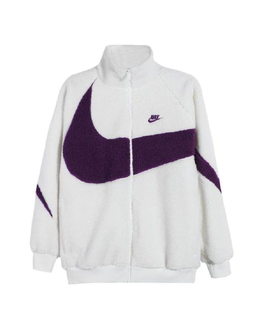 Nike White Big Logo Lamb Velvet Jacket Sail for men