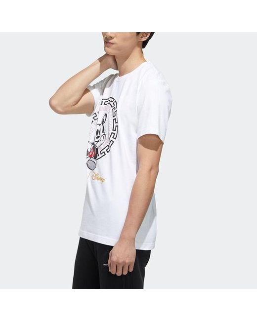 Adidas White Neo X Disney Crossover Mickey Mouse Printing Sports Round Neck Short Sleeve for men